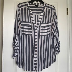 A.N.A - Striped Button Up Top
